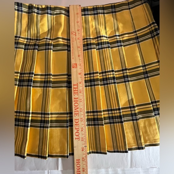 NWT No Boundaries Pleated Yellow Black plaid Zip Mini Skirt Back zip JR Sz XL - Picture 7 of 7